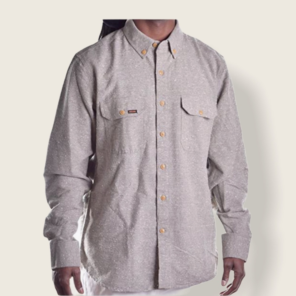 Volcom Jeans Men’s Marls Long Sleeve Shirt Button Down Heather Gray White